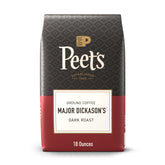 Peet's Major Dickason's ground bag 18oz ready for home drip coffee.