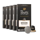 Peet's Nerissimo packaging box with five boxes of espresso capsules.