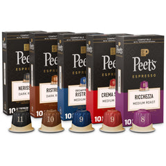 Peet's Ricchezza capsules close-up with balanced aroma for everyday espresso