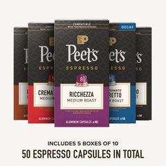 Peet's Ristretto capsules dense crema close-up for concentrated shot