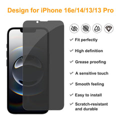 PEHAEL privacy screen protector for iPhone 16e with case-friendly design