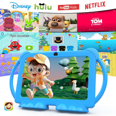 PEICHENG Kids Tablet blue side view highlighting slim profile and portability