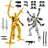 PEKOIU T13 assembly robot in gold-silver, two-piece set, ideal for display and creative posing
