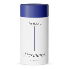 Pendulum Akkermansia probiotic bottle top close-up showing delayed-release capsules for gut health