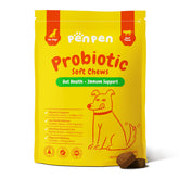 PENPEN Probiotics for Dogs packaging with beef chews promotes gut health.