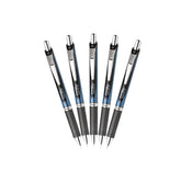 Pentel EnerGel RTX pen close-up showing fine needle tip for precise writing