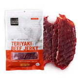 People's Choice Beef Jerky Teriyaki big slab thin-sliced on tray, ideal for on-the-go snacking