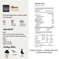 People's Choice Beef Jerky Teriyaki marinade close-up showing glossy coating