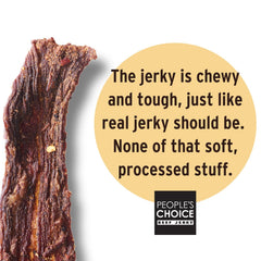 People's Choice Beef Jerky thick-sliced texture ready for satisfying bites.