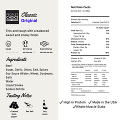 People's Choice Beef Jerky Original Whole-Muscle Slices offer chewy bite and real beef flavor.