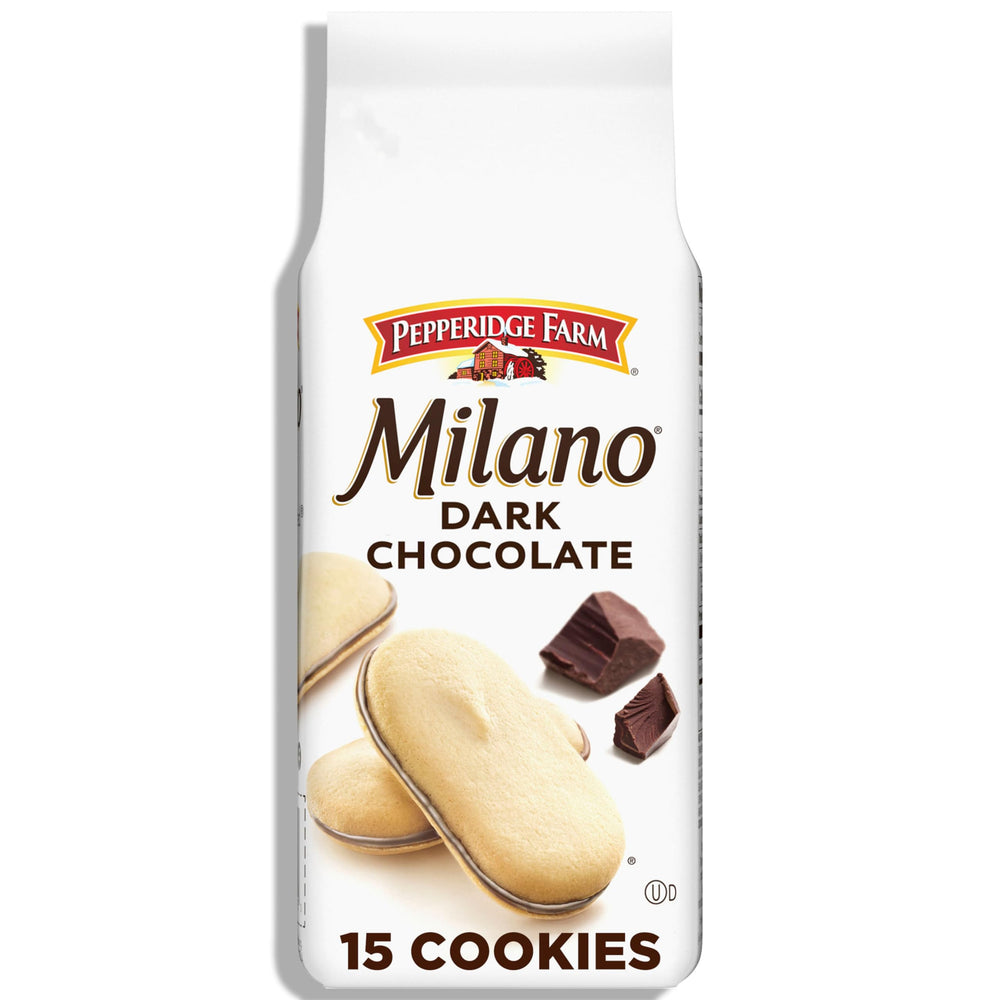 Pepperidge Farm Milano Dark Chocolate Cookies pack, ideal for sharing at gatherings.