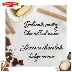 Pepperidge Farm Pirouette Cookies tin display on shelf, keeps cookies fresh.