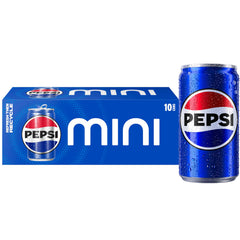 Pepsi soda mini can front view for convenient party servings.