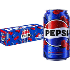 Pepsi Wild Cherry cans in a 12-pack ready for party refreshment.