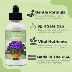 Dilution setup shows easy feeding of violets with Perfect Plants drops.