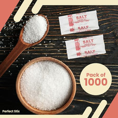 Array of Perfect Stix salt packets ready for restaurant use.