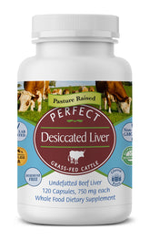 Perfect Supplements beef liver capsules bottle for easy daily use.
