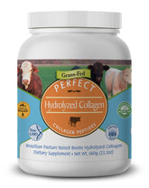 Perfect Supplements collagen powder with scoop for easy mixing in smoothies.