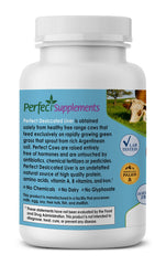 Perfect Supplements liver nutrition label highlighting vitamins A and B and iron.
