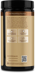 Perk Energy gluten-free soy-free peanut-free label highlights allergen-friendly recipe