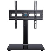 Perlesmith universal swivel TV stand on a sturdy table base for flexible room layouts.