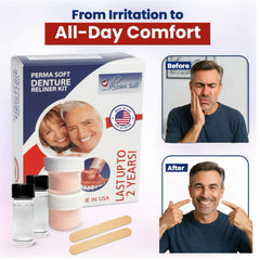 Perma Soft reliner application on dentures forming a secure cushion
