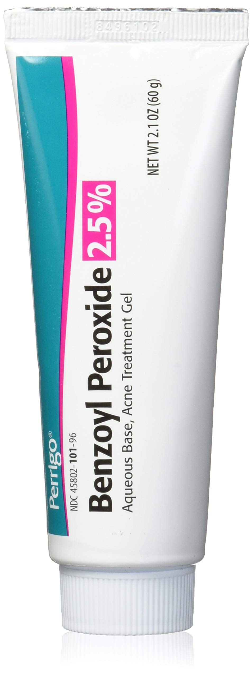 Perrigo benzoyl peroxide 2.5% gel 60 g tube front view highlighting packaging and purpose