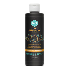 Person & Covey DHS Tar Shampoo bottle front highlights fragrance-free scalp care.