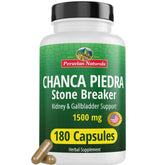 Peruvian Naturals Chanca Piedra bottle shows high-strength 1500 mg per serving.