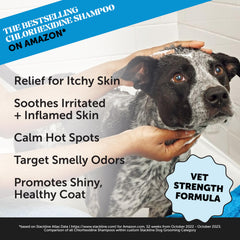Pet Honesty chlorhexidine shampoo bottle pour for gentle cleansing