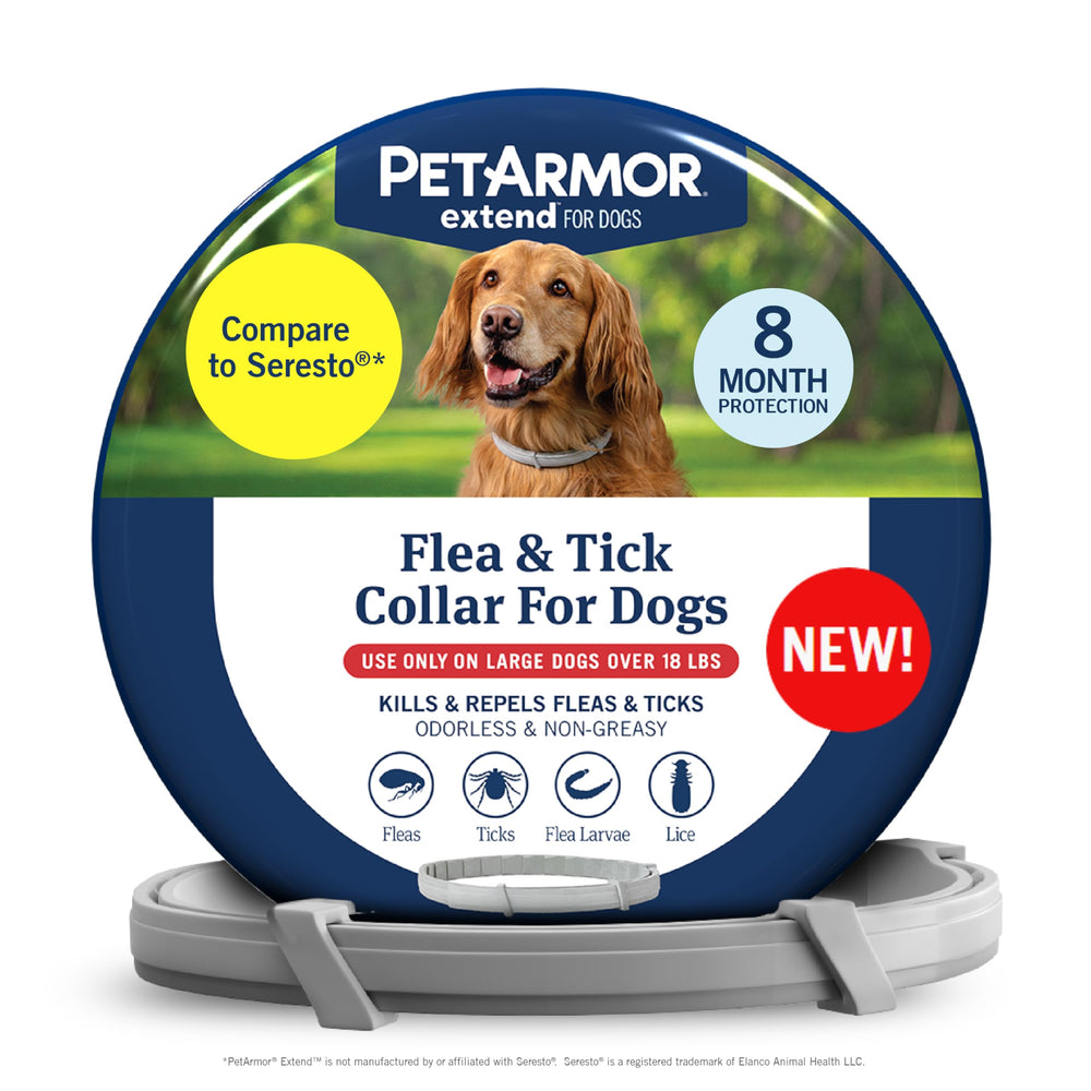 PetArmor Extend dog collar packaging showing eight-month protection.