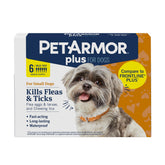 PetArmor Plus bottle and applicator for small dogs showing quick flea protection.