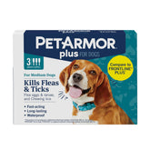 PetArmor Plus bottle for medium dogs showing flea and tick protection