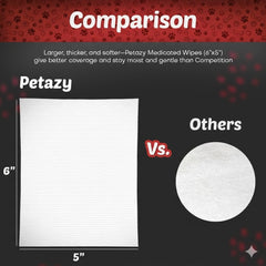 Petazy wipes on a dog's paw close-up, illustrating convenient cleaning.
