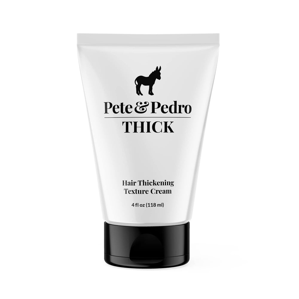 Pete & Pedro Thick Hair Cream bottle showing lightweight hold for fuller hair