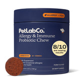 PetLab Co. Allergy & Immune bottle showing daily probiotic support for dogs