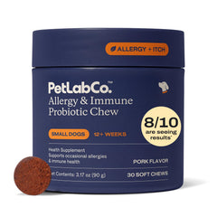 PetLab Co Allergy and Immune probiotics dog chews; packaging may vary for convenient daily use