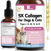 Petrivium collagen bottle with liquid drops for dogs and cats, supporting skin and joints.
