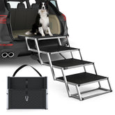 PetRuna extra-wide four-step dog stairs provide stable support for larger dogs.