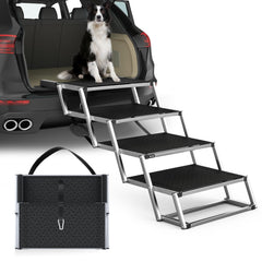 PetRuna extra-wide four-step dog stairs provide stable support for larger dogs.