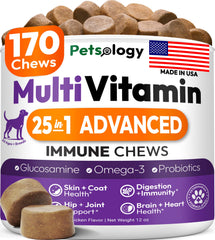 Petsology Dog Multivitamin Chewable bottle promotes daily joint and immune support