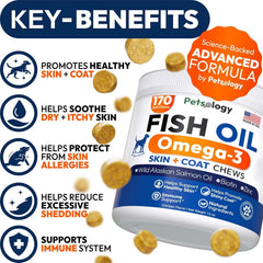 Petsology Omega 3 chews close-up highlighting chewy texture for daily use.