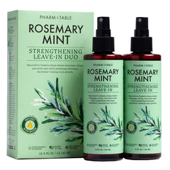 PHARM TO TABLE leave-in conditioner rosemary mint spray pack front supports scalp hydration.