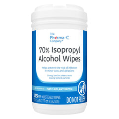 The Pharma-C Company 70% isopropyl wipes in a canister for on-site wound care.