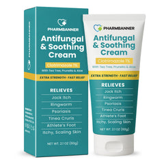 PHARMBANNER antifungal cream with quick-absorption formula for itch relief.