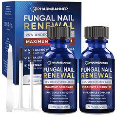 PHARMBANNER toenail fungus treatment packaging with complete kit for at home care