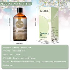 PHATOIL Fresh Linen notes highlight top, middle, and base scents for layering.