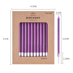 PHD CAKE 24-long slim candles with built-in holder keep wax off the cake surface.