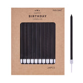 PHD CAKE black long thin candles on cake add elegant centerpiece for celebrations