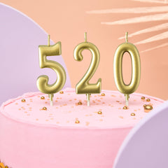 PHD CAKE gold number candle holder keeps wax off the cake